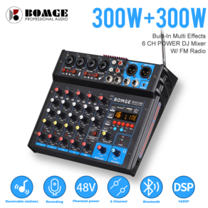 BOMGE 6 Channel Power Stereo Amplifier Audio Sound Interface Mixing Console 600W Bluetooth MP3 FM