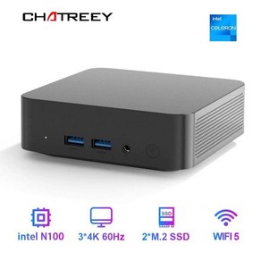 미니PC Chateey T9 인텔 Alde Lake N100 윈도우즈 11 초소형 포켓 듀얼 SSD 풀 기능 C 타입 4K 60Hz RGB, 없음, 없음, 1) No RAM No stoage - N100-EU