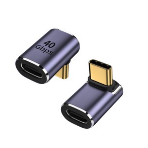 레알몰 USB4.0 Type-C 100W 상하꺽임 연장젠더(M/F)/RL018/C타입/8K UHD 60Hz/40Gbps 속도/20V 5A 최대 PD100W/알루미늄 하우징, 1개