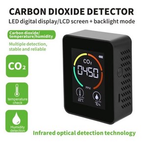 3인 1 디지털 이산화탄소 TVOC HCHO 감지기 측정기 대기질 CO2 센서 미터, 2.Black, 1개, [02] Black