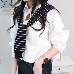 메리앤유 크롭기장 또또버튼 자켓형 해지데님청남방