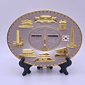 한국민예사 서울 관광지 주물 접시 벽걸이 장식 전통 관광 기념품 외국인 선물 Koean souveni, 01 골드