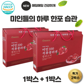 미인100 석류 콜라겐 젤리 스틱 30포 2박스 선물세트, 30개, 450g