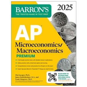 (영문도서) AP Micoeconomics /Macoeconomics Pemium 2025: 4 Pactice Tests + Compehensive Review + Onl... Papeback, Baons Educational Sevices, English, 9781506291819