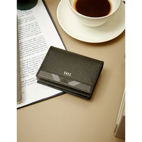 24SS [스테디셀러]블랙 라인배색 소가죽 명함지갑 WBHO4E801BK