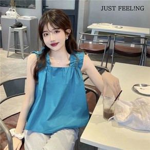 JUST FEEL!NG 빅사이즈 M-4XL 여상 여름 나시 블라우스 민소매 셔츠 여성의류 여름여성상의 하객룩 루즈핏