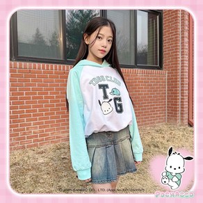 더데이걸 [동아백화점 수성점] 봄신상 여아 아동 주니어 캐주얼 산뜻한 컬러 귀여운 포차코 캐릭터 밑단 조임 나그랑 포차코 후드 맨투맨 TGMH2511P-01