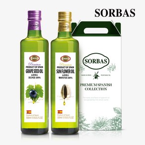 소르바스 포도씨유500ml 1병+해바라기씨유500ml 1병 오일선물세트, 단품, 단품, 1세트