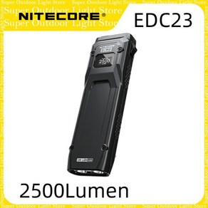 NITECORE EDC23 SABER 울트라 슬림 UHi EDC 플랫 LED 손전등 USB-C 2500 루멘 충전식 포켓 전술 토치 내장 배터리, 1개, Black