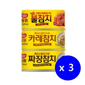 동원참치 불/짜장/카레 참치캔 각세개 총아홉개, 3개