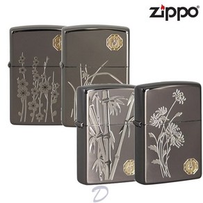 [지포(ZIPPO)] 지포라이터 250-18 네오 사군자 국화 난초 대나무 매화+심지+돌+