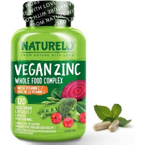 (캐나다 직송) 네추럴로 비건 아연 120정 NATURELO Vegan Zinc Whole Food Complex Supplement with Vitamin C