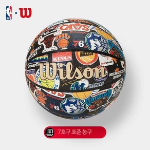 윌슨 신형 레트로 NBA 팀로고 엠블럼 농구공 7호 PU 가죽, 7, 1개