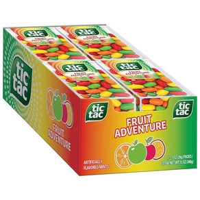 12 Count (Pack of 1) Fruit Adventure Tic Tac Fr 12개입(1팩) 과일 어드벤처 Tic Tac 과일 어드벤처 민트 이동 중에도 마실