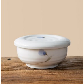 피어몰 이천도자기 청꽃고백자 탕기 1호 10cm 뚜껑 포함, 단품, 1개