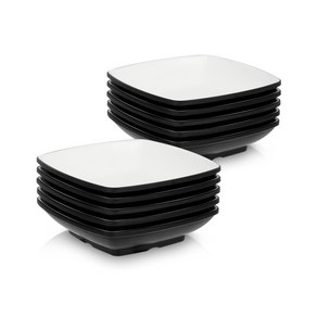 키친왕 업소용 멜라민 깊은사각찬기 3호 13.4cm, 10개, 화이트블랙