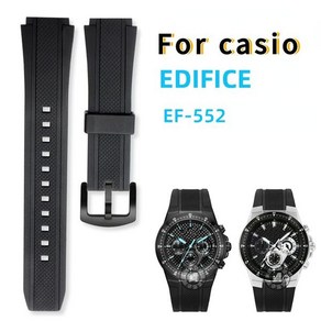 블랙 남성 수지 카시오 Edifice 5119 EF 552 552D 25 20mm 볼록한 방수 고무 스트랩 팔찌