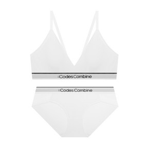 CODES COMBINE INNERWEAR 코튼 트라이앵글 브라렛 팬티세트 화이트