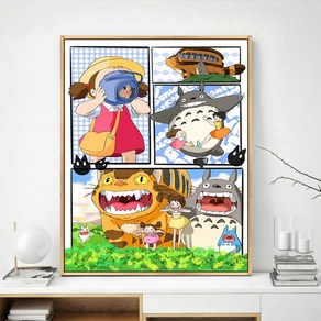 토토로 컬러링북 유화 색칠 그림 그리기, 내부프레임+물감붓(액자미포함), 40x50cm, 321077, 1개