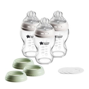 Tommee Tippee Natual Stat 3 Use 유리 아기 젖병 컵 또는 병 세트 255.1g(9온스) 천천히 흐르는 가슴 같은 젖꼭지 자연스러운 걸쇠 누출, 자연스러운 시작 - 자가 살균, 1개, 자연스러운 시작 - 자가 살균