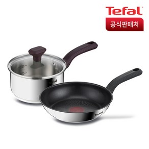 테팔 쿡 인덕션 프라이팬 냄비 2종 세트, 혼합색상, 프라이팬 20cm + 편수냄비 16cm, 1개