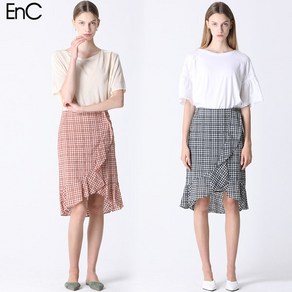 [이앤씨(ENC)] [EnC] 프로방스 체크 프릴 스커트