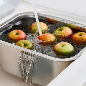 에브리 스텐304 사각 물빠짐 설거지통 10L, 스테인리스, 1개