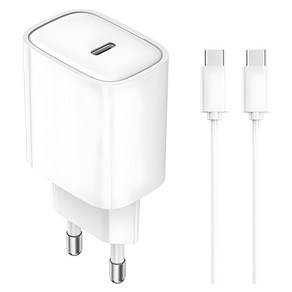 코끼리 GaN PD 25W C타입 1포트 초고속 충전기 + C타입-C타입 고속 충전 케이블 1.2m 세트 KWC-S25P1C, 화이트, 1세트