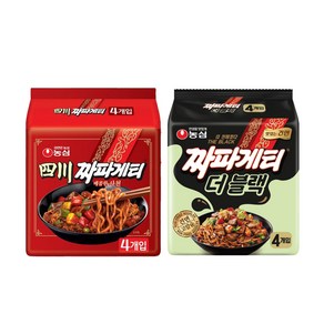 농심 사천짜파게티(4입)x2+짜파게티더블랙(4입)x2/(총16봉)/멀티팩/봉지라면/무료배송, 1개