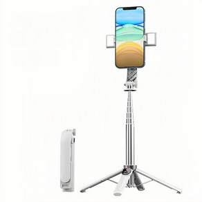 셀카봉 삼각대 올인원 사각 거치 무선 블루투스 올인원 휴대폰 셀카봉, 화이트, 1개
