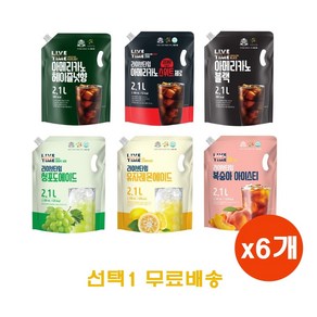 라이브타임 카페음료 6종 택 1 아메리카노 아이스티 에이드, 2.1L, 6개