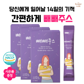 빼빼주스 블루베리맛 건강한 2주 프로젝트 클렌즈 주스 마스크팩 증정, 3개, 49g