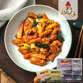 [꼬끼존]춘천닭갈비 소포장 1kg 매콤 간장닭갈비 국내산 닭다리살, 닭갈비(전통맛 500g x 2팩), 500g, 2개