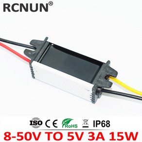 RCNUN 스텝 다운 DC 컨버터 자동차 LED 전원 공급 장치 9V 12 V 24V 36V 48V 60V5 3A 볼트5 볼트 15W, 8-50V to 5V 3A, 1개