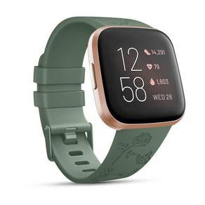 Fitbit Vesa 스페셜 에디션 밴드용 TPU 시계 꽃 각인 팔찌 2 Lite 스트랩, 1개, 10 Avocado geen