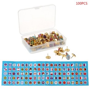 100pcs/box map accs 국기 접착제 압박 푸시 핀 게시판 마커 사무실 학교 공급, 혼합 색상