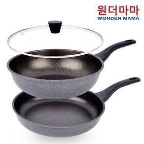 [국내산] 원더마마 프라이팬28cm+궁중팬28cm+유리뚜껑28cm 3종세트 ( 평일 오후 2시 이전 주문건 ), 1개