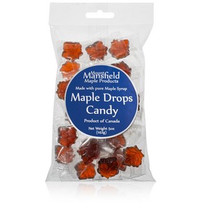 Mansfield Maple Maple Dops Had Candy Made with REA 맨스필드 메이플 메이플 드롭스 진짜 메이플 시럽으로 만든 하드 캔디(5온스 셀로판 백, 1개, 141g