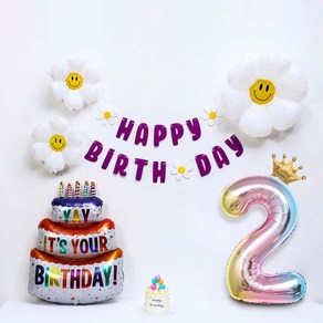 [피앤비유니티]캐릭터 데이지가랜드 생일케익풍선세트, 1세트, 04-02)보라 데이지가랜드 생일풍선세트02