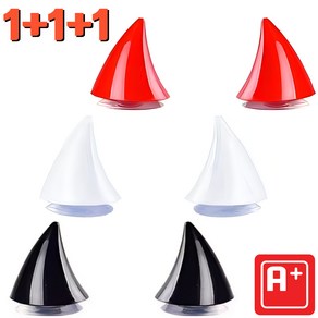 [1+1+1]귀여운 악마 뿔(소형) 헬멧 부착형 레포츠용 선물용 3색 혼합, 블랙+화이트+레드