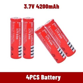 18650 충전식 배터리 100% 오리지널 리튬 이온 18650 EveFie 손전등 배터리 및 충전기 3.7V 4200 Mah, 4PCS, 4개