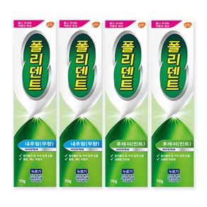 폴리덴트 의치부착재 70g 내추럴무향 2개+후레쉬민트 2개