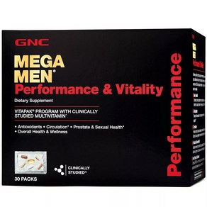 GNC 지엔씨 남성용 메가맨 퍼포먼스 & 바이탈리티 비타팩 30팩 Mega Men Performance Vitality Vitapak