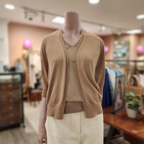 BCBG O 맥시머스 V넥 홀가 C/D 카디건_ B4B4K218 74 [BROWN]