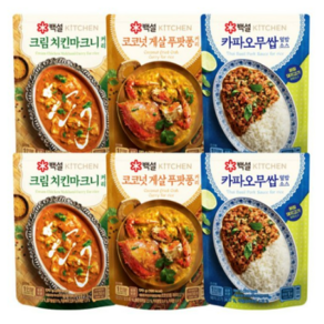 백설 카파오무쌉 덮밥소스 150g 2팩 + 코코넛게살 푸팟퐁커리 170g 2팩 + 크림 치킨마크니커리 170g 2개, 6개, 1세트