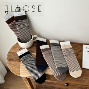 올라퐁이 JIAOSE 여성용 스트라이프 골지 양말 세트 7COLOR