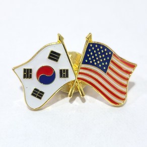 한국 태극기 미국 성조기 뱃지 브로치 와펜 국기 KOREA flag 외국인 선물 단체 집회 기념품