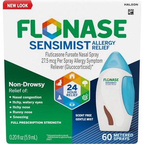 Flonase 플로나제 감작 알레르기 코 스프레이 비침 24시간 다중 증상 60개, 1개, 5.901ml