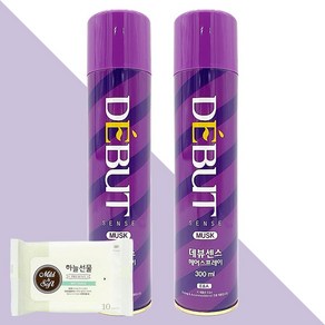 드봉 데뷰 센스 헤어스프레이 무스크 300ml 2개(+하늘선물 물티슈 10매)