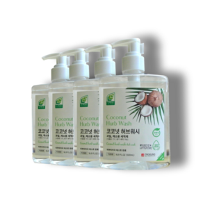 친환경 녹색인증 코코넛 허브워시 주방세제 500ml 1박스(4ea) 과일 채소용 세척제 식품용기구 용기 세척가능, 4개